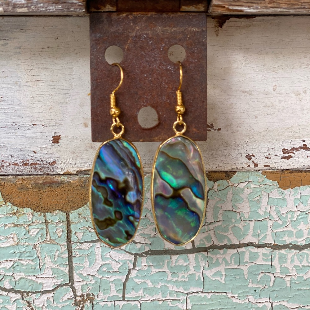 Abalone gold filled clasp earrings